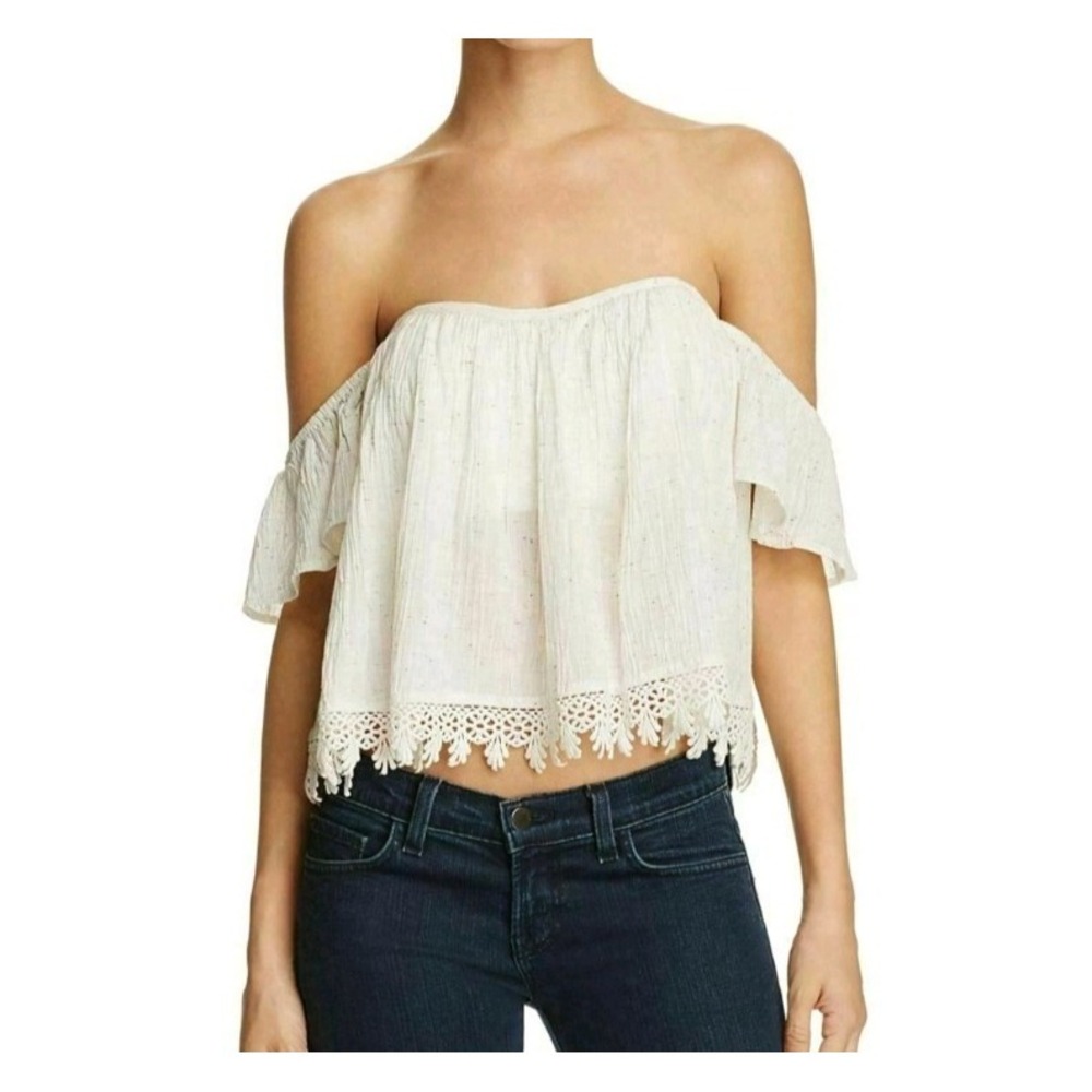 Tularosa Blouse‎ Shirt Top Small White Amelia Off-The-Shoulder Cropped